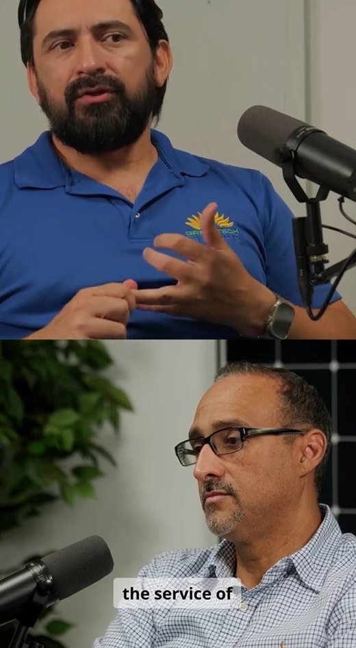 A GreenTech team member being interviewed about the company